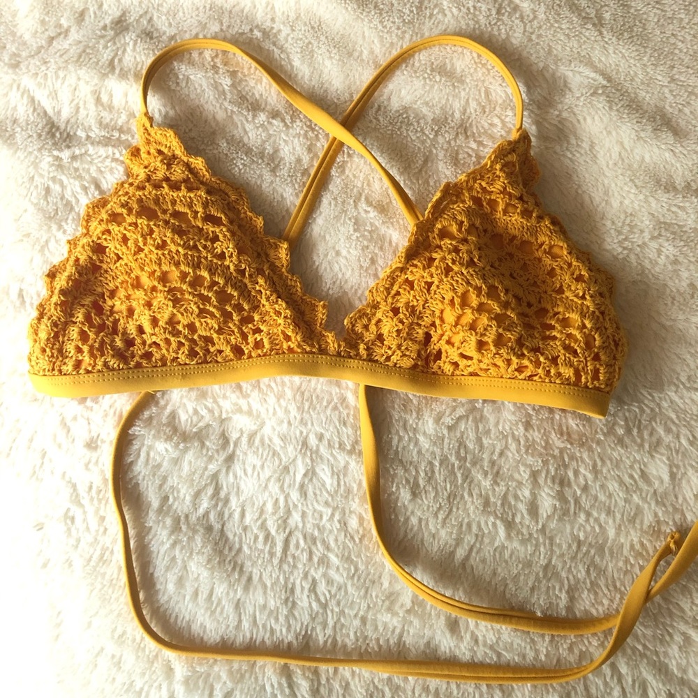 yellow/orange crochet bikini top